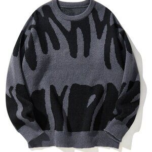 Grey Casual Mens Graphic Pattern Sweater